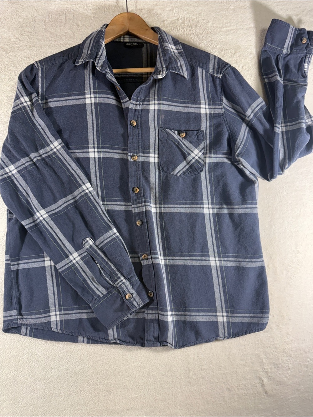 Men's Navy Plaid Button-Down Shirt with Chest Pocket